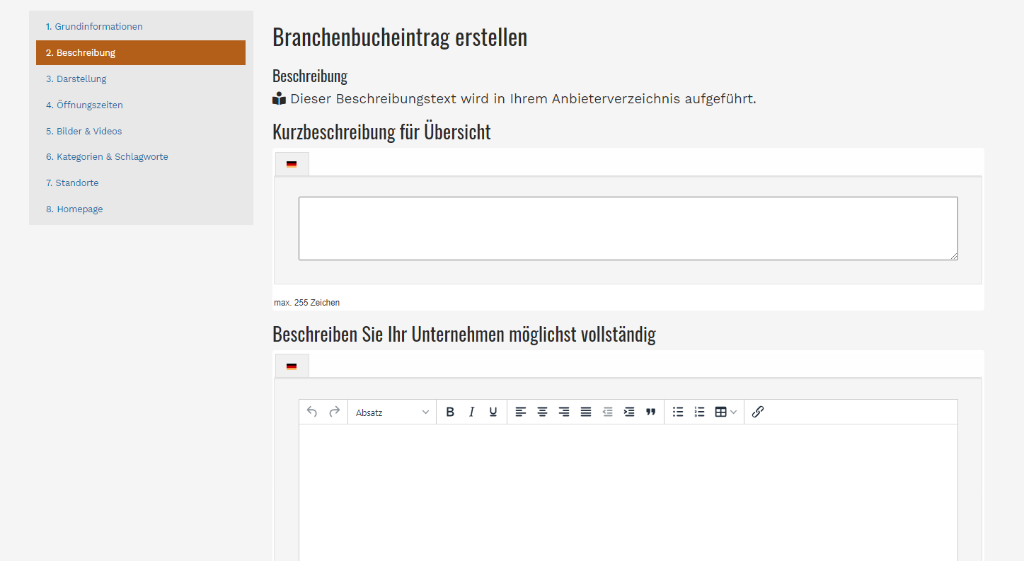 Branchenbucheintrag erstellen