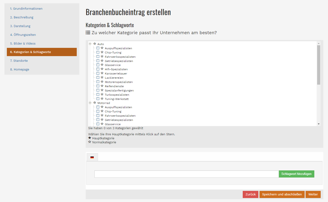 Branchenbucheintrag erstellen