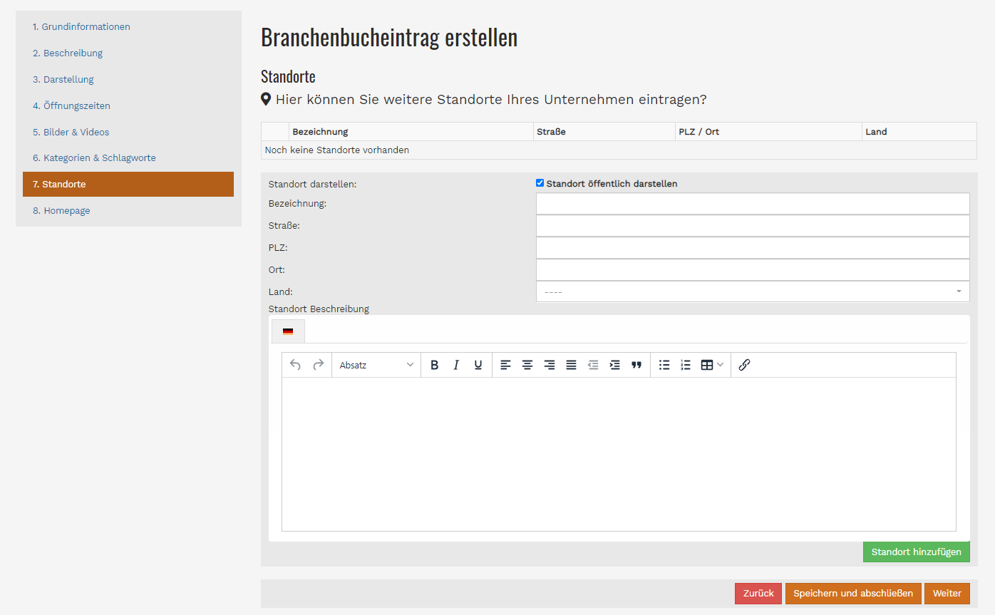 Branchenbucheintrag erstellen